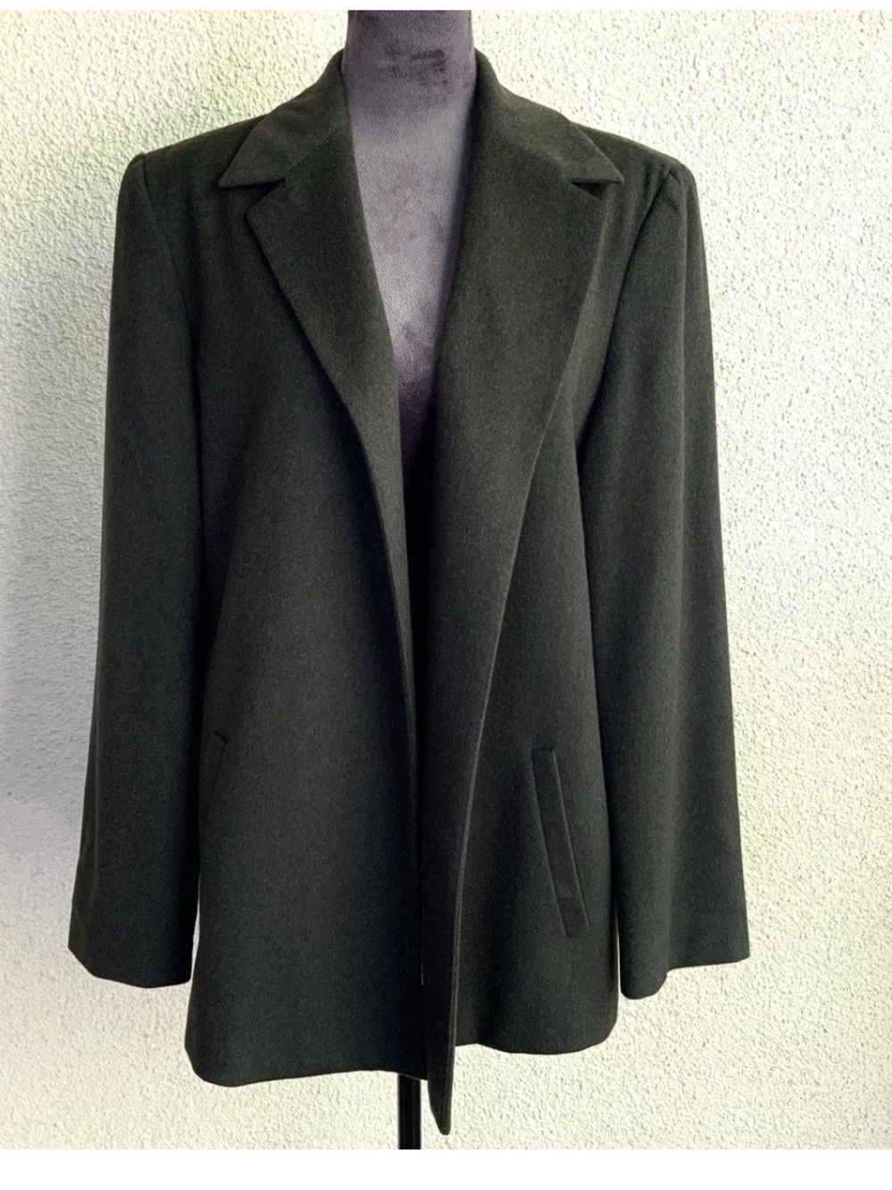 Valerie Stevens Wool Cashmere Blazer Olive Green Size 10